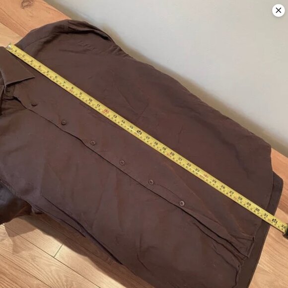 3/$20, Pierre Cardin Men Dark Brown Long Sleeves Shirt, 100% Cotton Size L - Picture 9 of 9